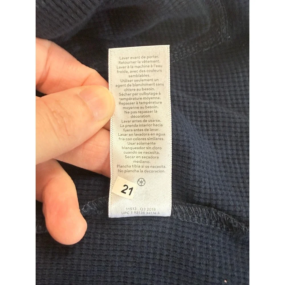 OshKosh B'gosh Boys Navy Blue Waffle Knit Thermal Henley‎ Hoodie Size 14 NWT